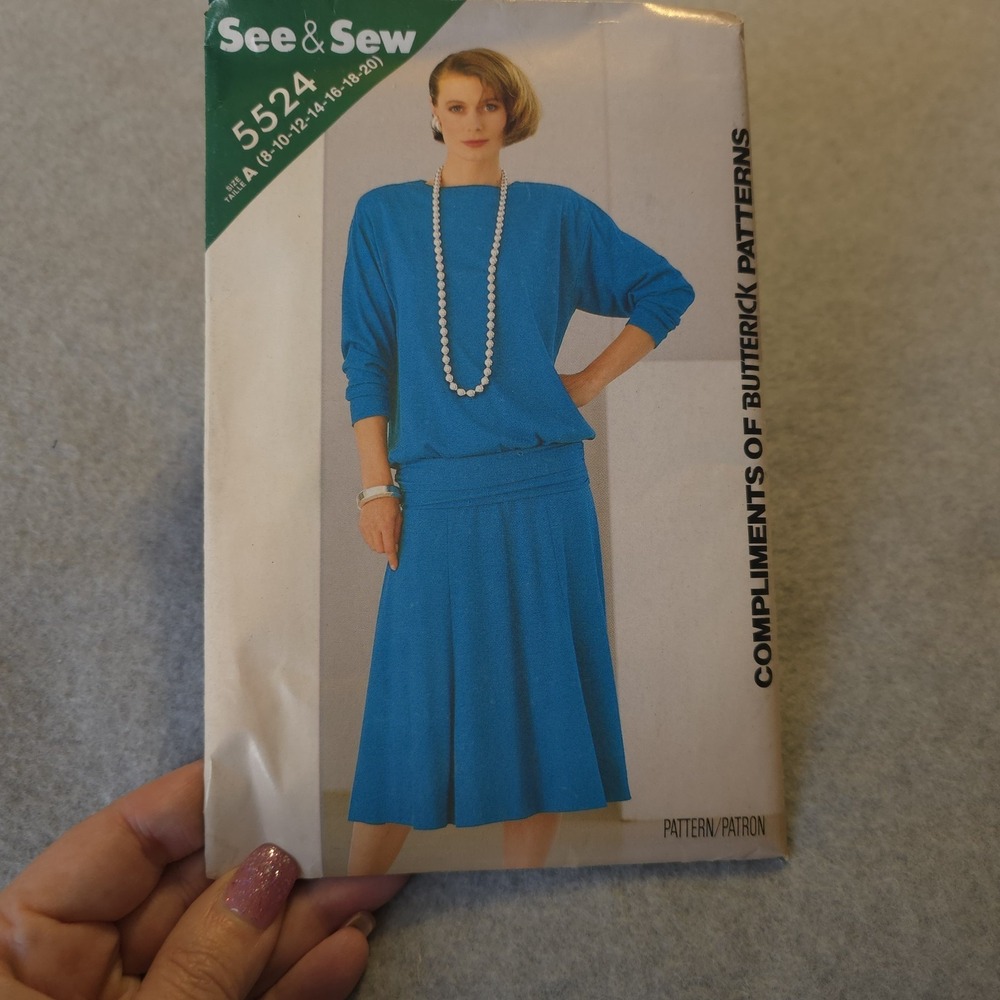 Butterick See & Sew 5524 Pattern Misses' Top & Skirt Size 8β20 Uncut Vintage 80s